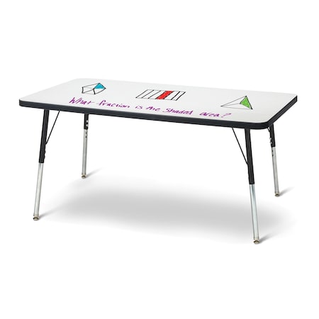 Jonti-Craft Berries Rectangle Dry Erase Table, 24 in. x 48 in., A-height, Write-n-Wipe/Black/Black 6403JCA420